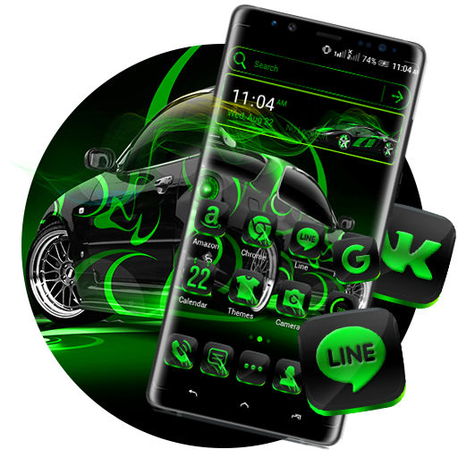 Neon Green Car Launcher Theme Google Play icon captured 2026-08-16