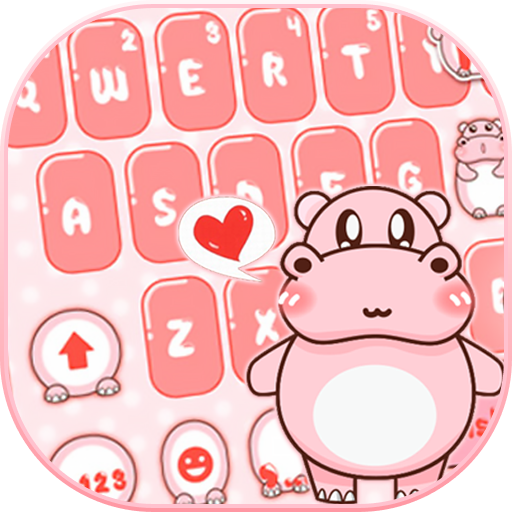 Pink Cute Hippo Theme Google Play icon