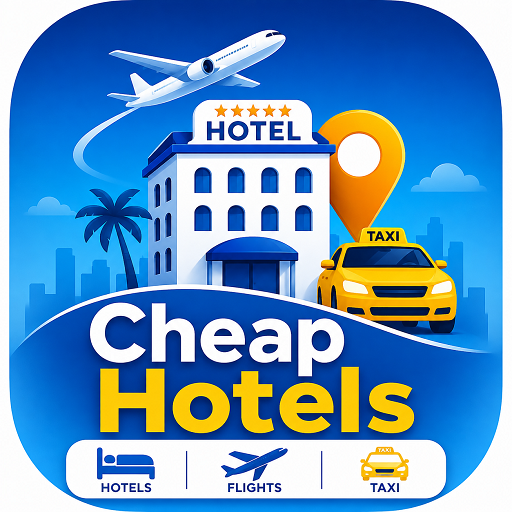 Cheap Hotels, Flights & Taxi Google Play icon captured 2026-08-16
