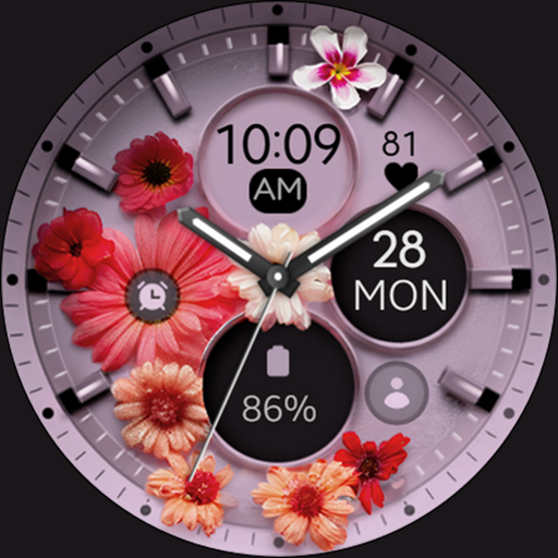 Flowers purple watch face Google Play icon captured 2026-08-16
