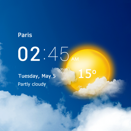 Transparent clock and weather Google Play icon captured 2026-08-12