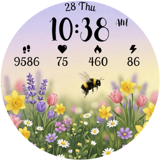 Animated Flying Bee WearOS WF Google Play icon captured 2026-08-12