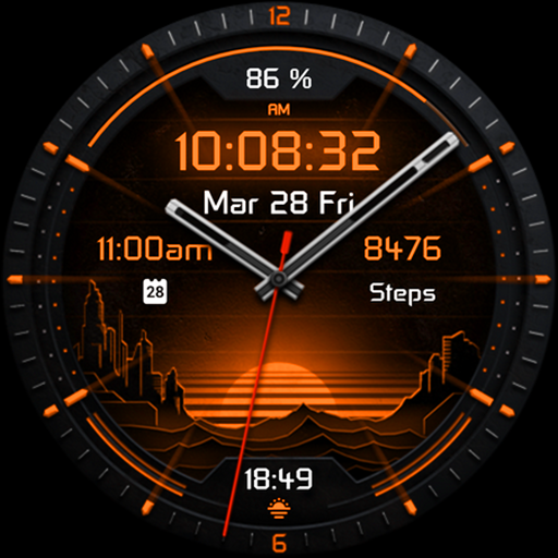 Dark Sunset hybrid watch face Google Play icon captured 2026-08-12